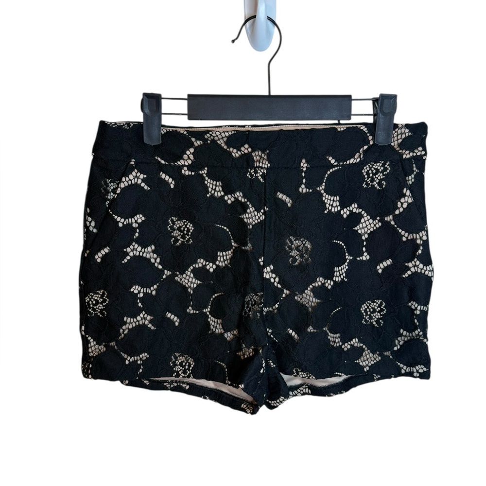 Express Black and Tan Floral Lace Overlay Shorts